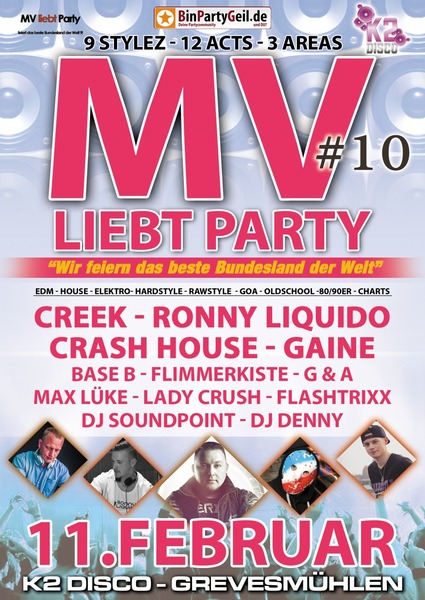 Party Flyer: MV liebt Party #10 am 11.02.2017 in Grevesmhlen